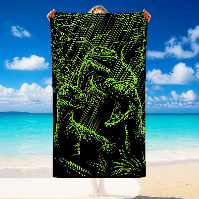 Quick Dry Beach Towel Jurassic World Pattern, Lightweight Absorbent Towel for Pool Beach Vacation Use