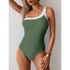 New One-piece Swimsuit Women's 2025 European and American Color Bikini Swimsuit Single Shoulder Bikini