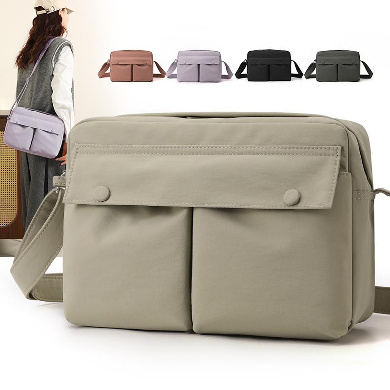 New Waterproof Nylon Cloth Niche Simple Multi-Compartment Printable Logo Bag Women'S Versatile Shoulder Messenger Bag