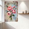 Винтажная металлическая жестяная табличка Fleur de Roses Париж Эйфелева башня Букет пионов Декор AUTEUR VINTAGE KUTT 1880 Домашний бар Кафе Настенная табличка
