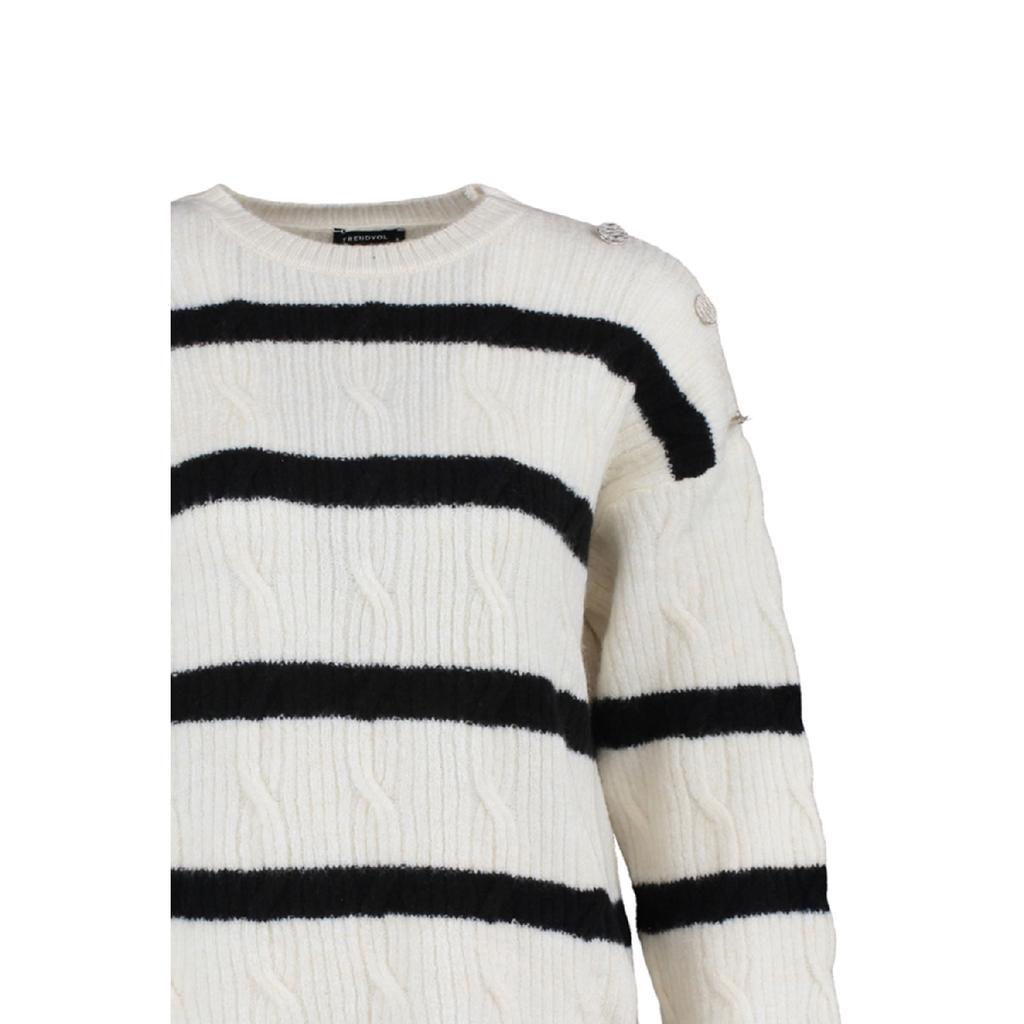 Трикотажный свитер в полоску цвета экрю на пуговицах Tctaw23ak00063