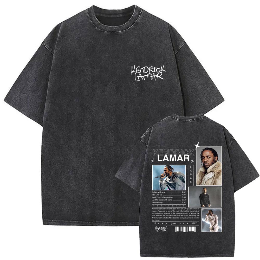 Vintage Washed Rapper Kendrick Lamar T-shirt Music Album They Not Like Us T Shirt Men Hip Hop Oversized Street O-collar T-shirts