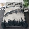 Комплект постельного белья Smoky Mountain Misty Forest, комплект постельного белья Queen Size, серые деревья, природный пейзаж, художественное одеяло