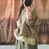 Винтажные летние женские футболки Ramie с цветочным принтом и круглым вырезом, длинными рукавами, женская одежда в китайском стиле, повседневные футболки