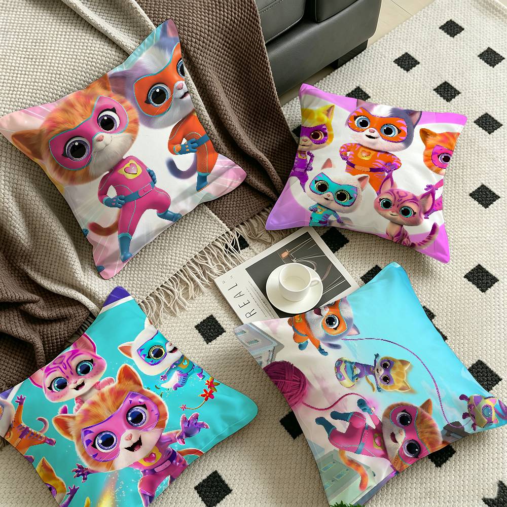 Junior Super Kitties Personalized Pillow Dust Cover Bedroom Kids Party Decoration Pillowcase Birthday Children Gift
