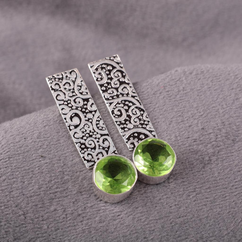 Серьги с перидотом, ювелирные изделия с драгоценными камнями, серьги из стерлингового серебра 925 пробы, ювелирные изделия ручной работы, серьги с камнем-талисманом, подарок для нее