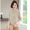 Middle-aged and Elderly Women's Spring and Autumn Knitted Bottoming Shirt, Mother's Spring Sweater Top, Wedding Banquet Happy Mother-in-law Inside