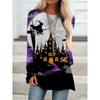 Женский модный топ с круглым вырезом, мультяшный Хэллоуин, 3D-принт, длинные рукава, футболки