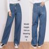 Джинсы для женщин широкий крой с высокой талией средние синие джинсовые брюки наряды для свиданий корейская мода