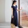 Waist slimming round neck short sleeved t-shirt dress for 2026 summer thin, fashionable and versatile casual mid to long length dress