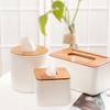 Wooden Napkin Holder Square Round Rectangle Shape Home Tissue Box Case Dispenser