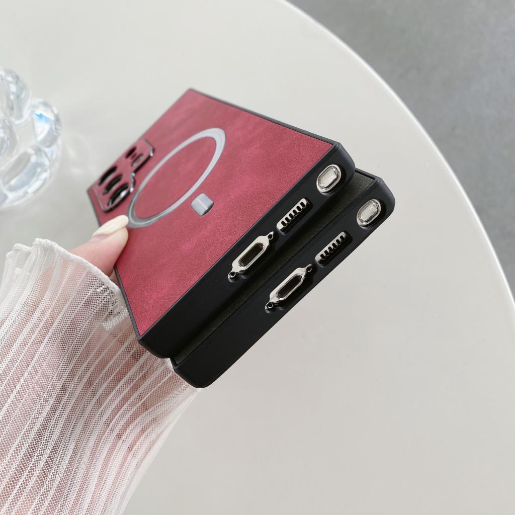 Luxury Sheepskin Leather Case for Samsung Galaxy S26 S25 S24 S23 S22 S21 Plus Ultra for Magsafe Magnetic Wireless Charging Cover