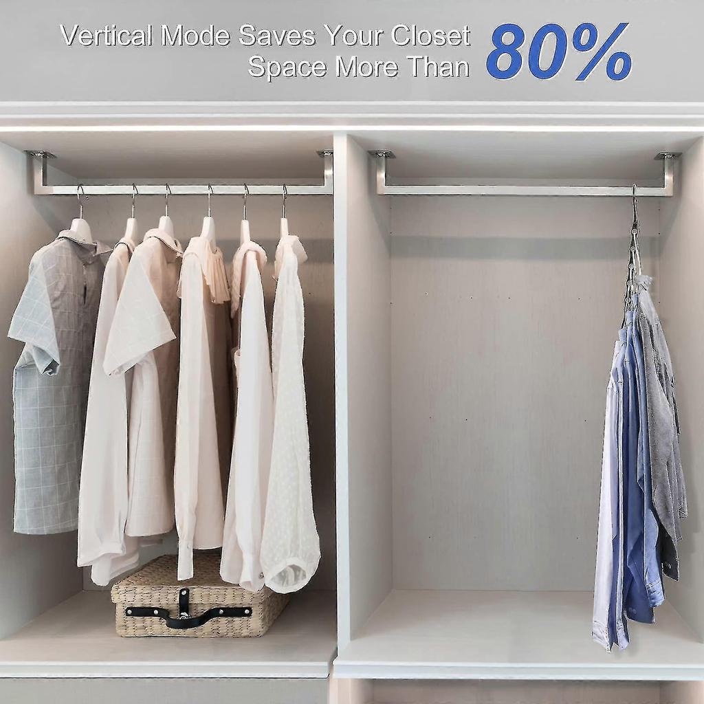 10 Pcs Magic Space Saving Hangers, 5 Holes Multi Hangers For Dorms Home Closet Organization