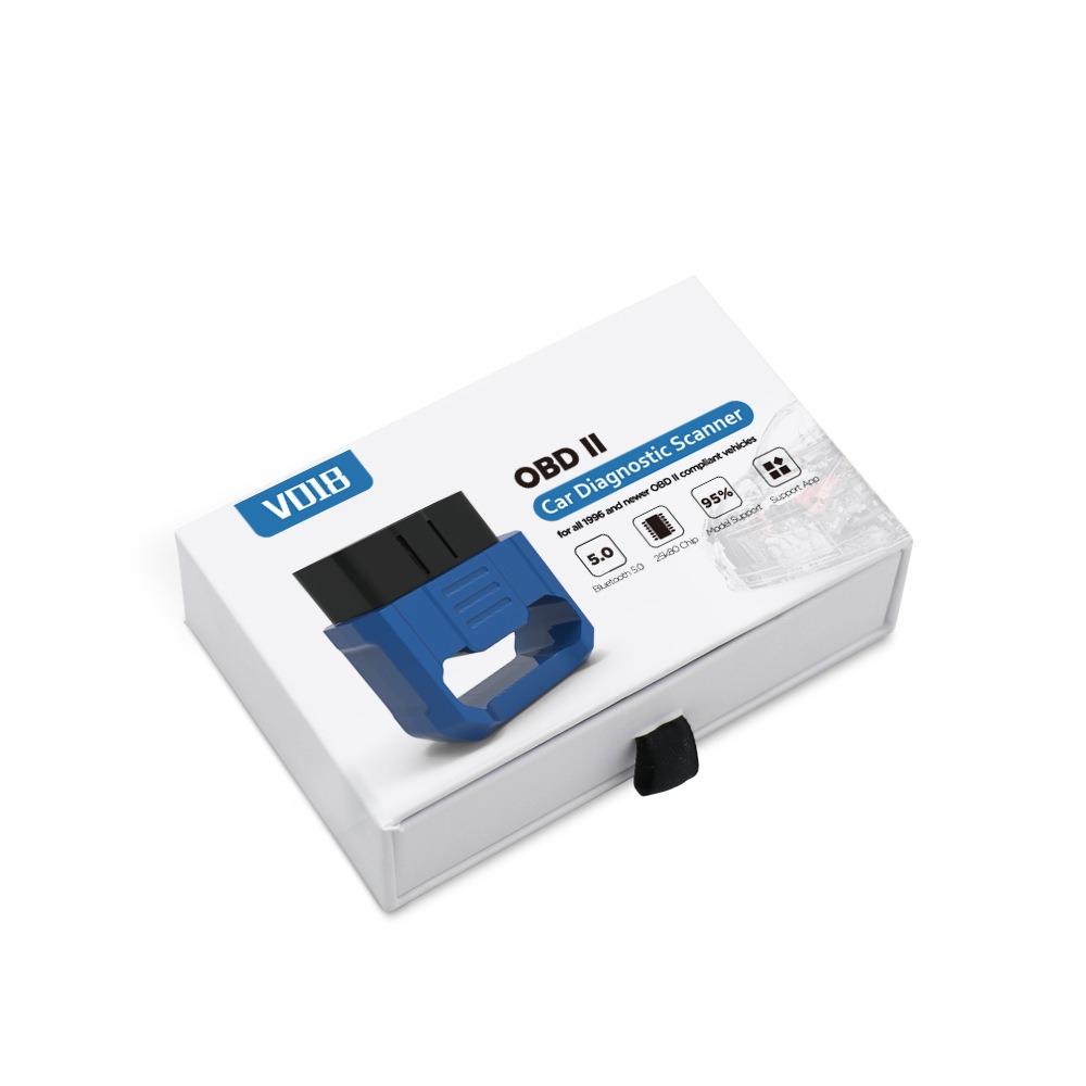OBD2 Bluetooth 5.0 Адаптер-сканер для Android, IOS и iPhone Беспроводное диагностическое устройство Bluetooth Считыватель кода двигателя для автомобилей 12 В, дизельных автомобилей, бензиновых автомобилей