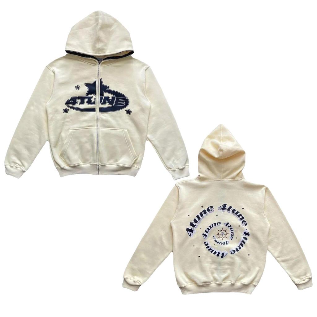 Harajuku y2k sweater long-sleeved oversized American street hip-hop clothing loose men's and women's cardigan sweater 4tune jacket