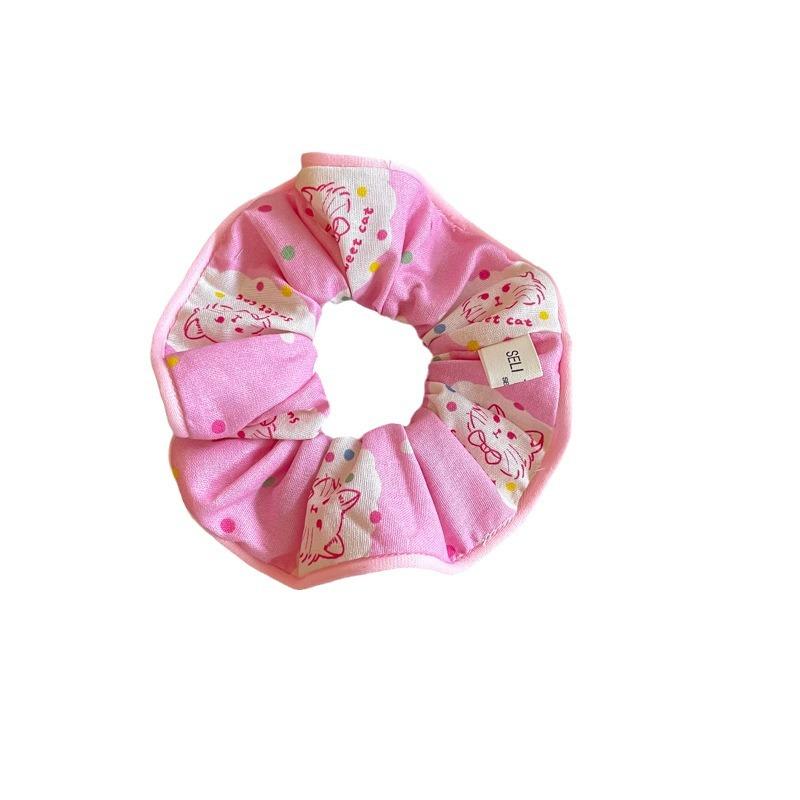 Sweet Cat Pink Scrunchie Colorful Polka Dot Hair Tie Korean Style Hair Accessories