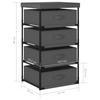 Storage Shelf with 4 Fabric Bins Steel Gray