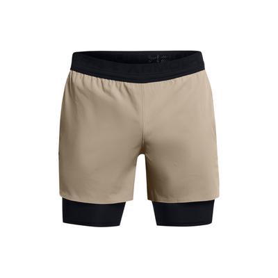 UA Vanish Elite Logo Print Two-In-One Drawstring Mid Rise Casual Shorts Men shorts Brown 1378604-203