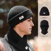Men Winter Hat Knitted Thick Stretchy Piled Hat Solid Color Ear Protection Multiple Folding Styles Warm Daily Wear Cap Outdoor Skiing Skating Headwear
