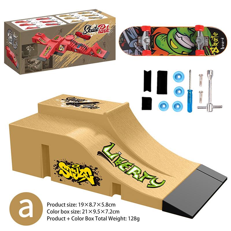 1 Set Mini Fingertip Skateboard Kit Children Finger Sports Toys Finger Skateboard Game Park Site Step Ramp Scene Props Gift