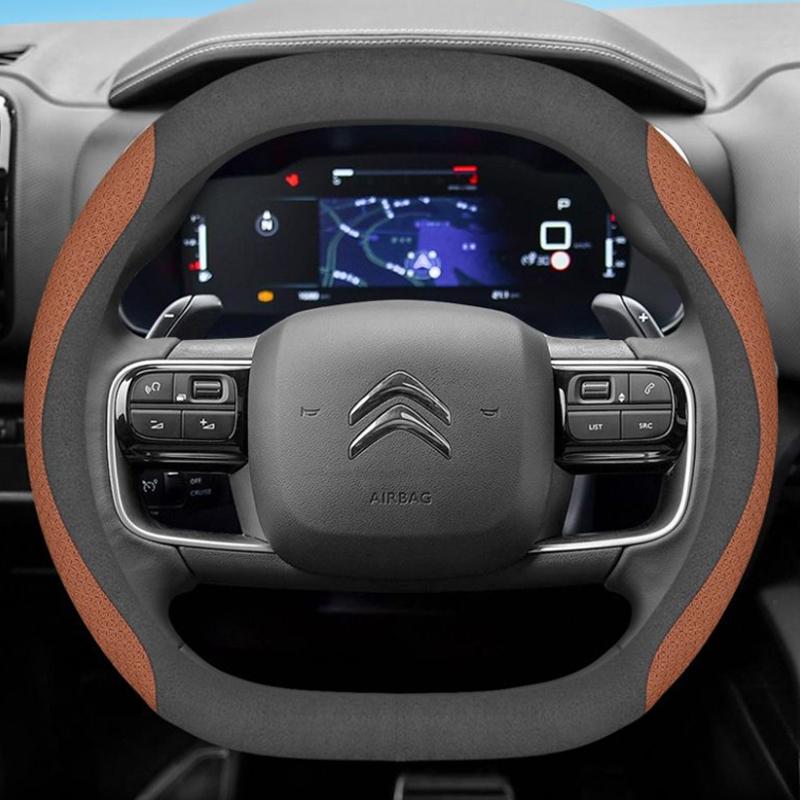 Leather Car Steering Wheel Cover for Citroen C4X C5X C5 Aircross e-Berlingo C4 2021 2022 2023 2024 Auto Interior Accessories