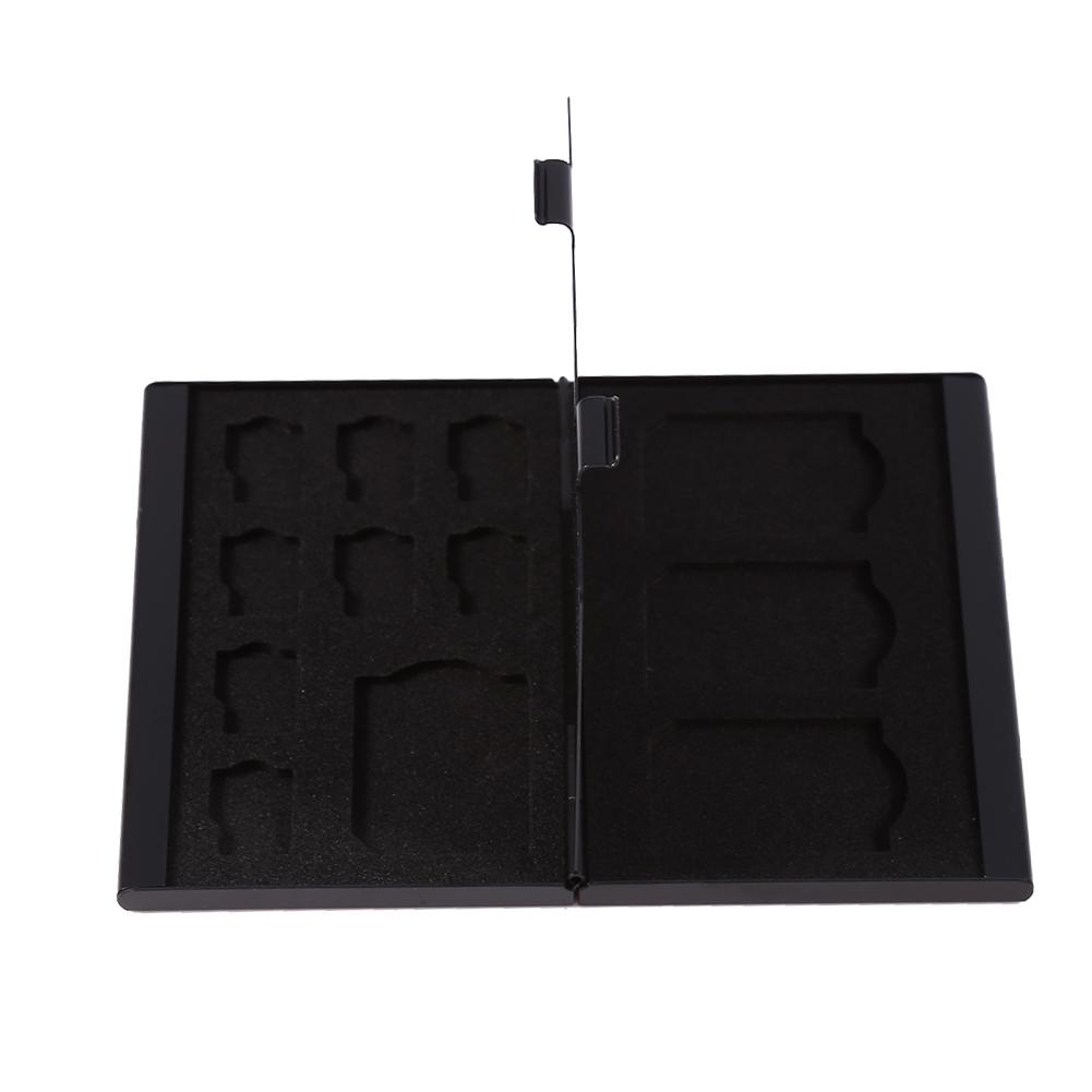 12 Slots Aluminium Box Case For Card And TF Card Holder(Black)