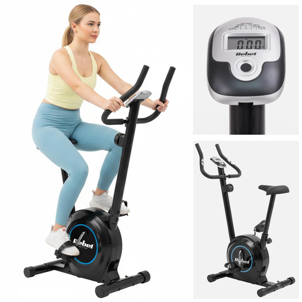 Rebel Magnetic Stationary Exercise Bike With Adjustable Heart Rate Monitor