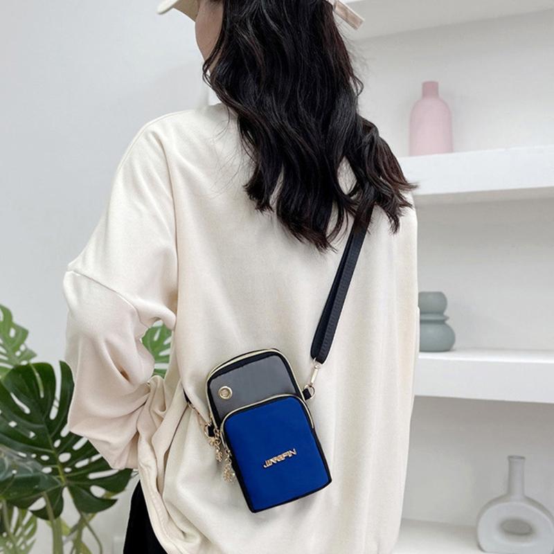 Yogodlns Нейлоновая сумка через плечо контрастного цвета для телефона, небольшая сумка через плечо с вертикальной молнией, кошелек-мессенджер, кошелек для монет, карточек