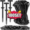 300/10Sets Nylon Cable Tie with Pin Button Buckles Heavy Duty Zip Ties Holder Design Car Body Plastic Cable Ties Fasteners Tools