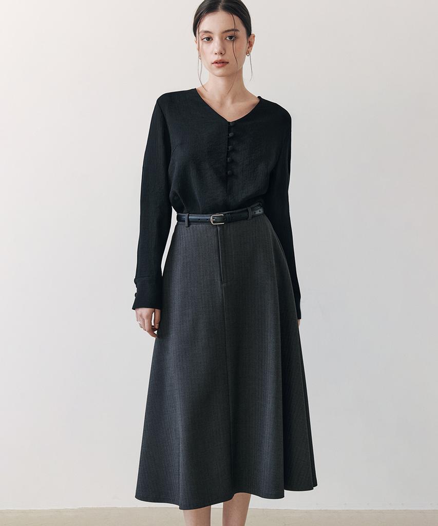 Zero Street Island Herringbone Belt Skirt / Gray