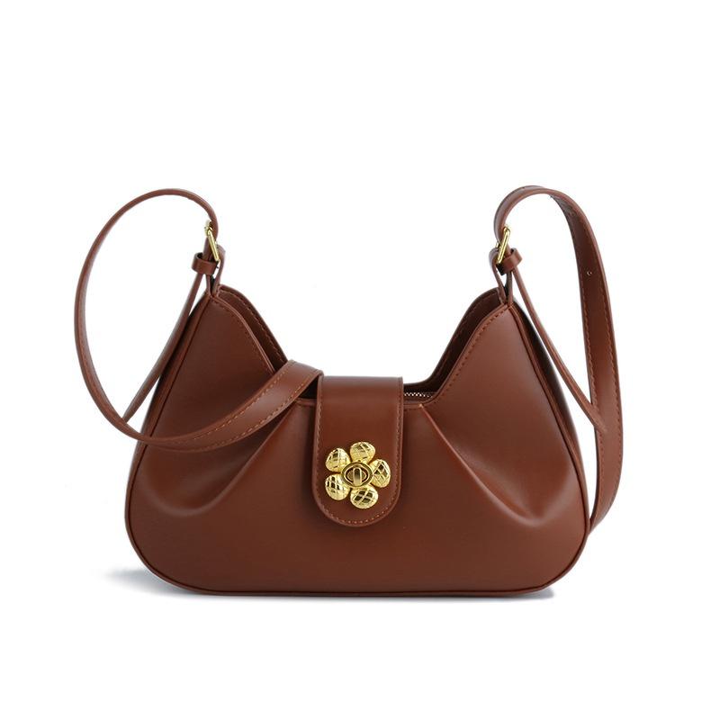 IELGY Плиссированная дорожная сумка под мышками, багетная сумка через плечо с цветочным замком