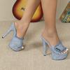 Women's Sexy Platform Sandals Heels Sexy Waterproof Table 15cm Heel Super Heel Slippers LFD-8661-B25