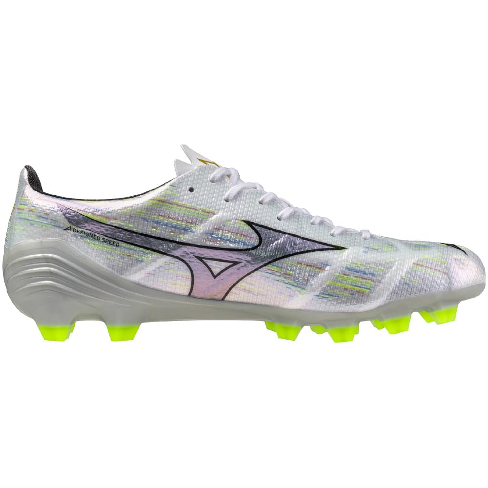 Mizuno Alpha 2 PRO Футбольные Белые с Серебристым Размер 2E Шиповки, Широкие, Легкие, Регби, Радужные, 26.5 см,