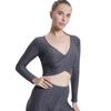 Одежда для йоги Bubble Top Cross Fitness Sexy Crop Solid Color Yoga Long Sleeve Woman