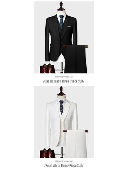 Мужской деловой повседневный красный костюм-тройка 2024 - QT3002-533