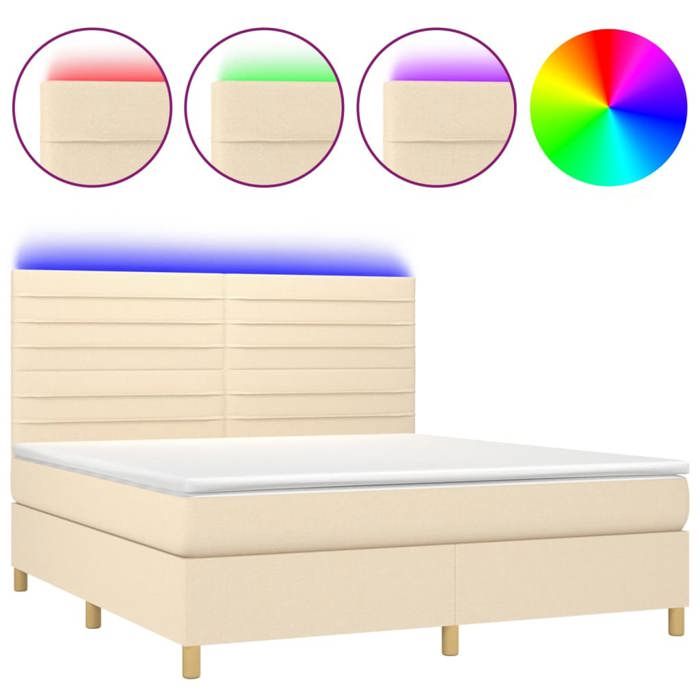 Maison Exclusive - Sommier à lattes de lit et matelas et LED Crème 180x200cm Tissu