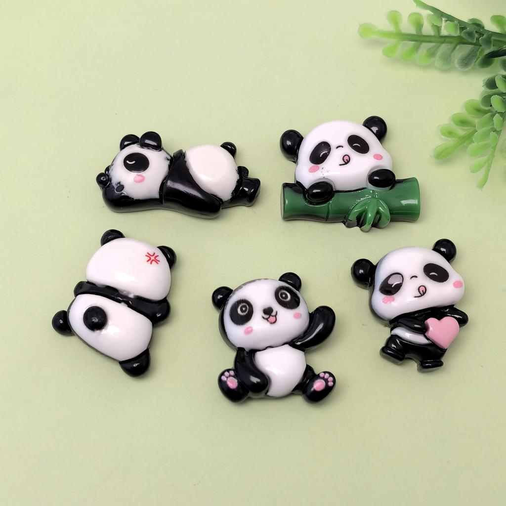 New Sweet 100Pcs Bamboo Panda Resin Flatback Cabochons Cartoon Animal No Hole Beads for DIY Scrapbooking Jewelry Making