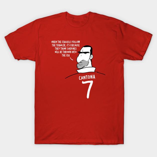 Asian Size Men Print T-shirt Eric Cantona Manchester Trawler No-Cut Heat Transfer Print Cotton Tshirt
