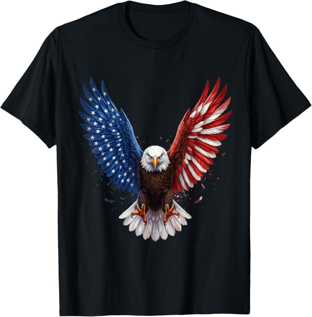 American Flag Bald Eagle USA Patriotic 4th of July T-Shirt