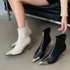 New Footwear Modern Women Ankle Boots Designer Zippers Shoes Pointed Toe Ladies Short Booties Female Thin Heels Shoes