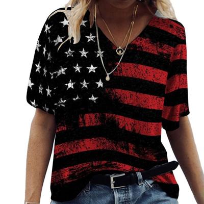Футболка Flag Street Trendy, свободная цветная повседневная женская рубашка с коротким рукавом