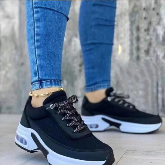 Fashion Sneakers 2025 New Fashion Wedge Platform Plus Size Casual Sports Shoes Women Lace-up Mesh Breathable Women's Vulcanized Shoes