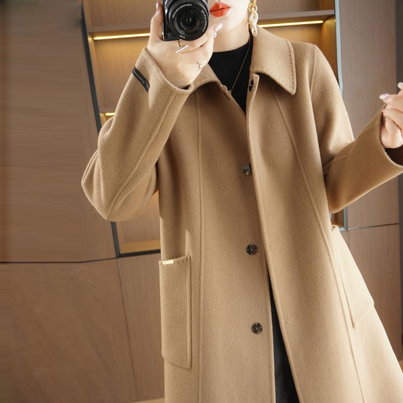 Женское пальто из 100% шерсти TIDENOVEL Осеннее шерстяное длинное пальто Ручной работы Пальто-бушлат Зимняя теплая шерстяная длинная куртка Пальто