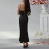 Women's Satin Bodycon Dress Spaghetti Strap Side Slip Long Dress Cowl Neck Sexy Club Midi Dresses for Evening Birthday Party Weddings