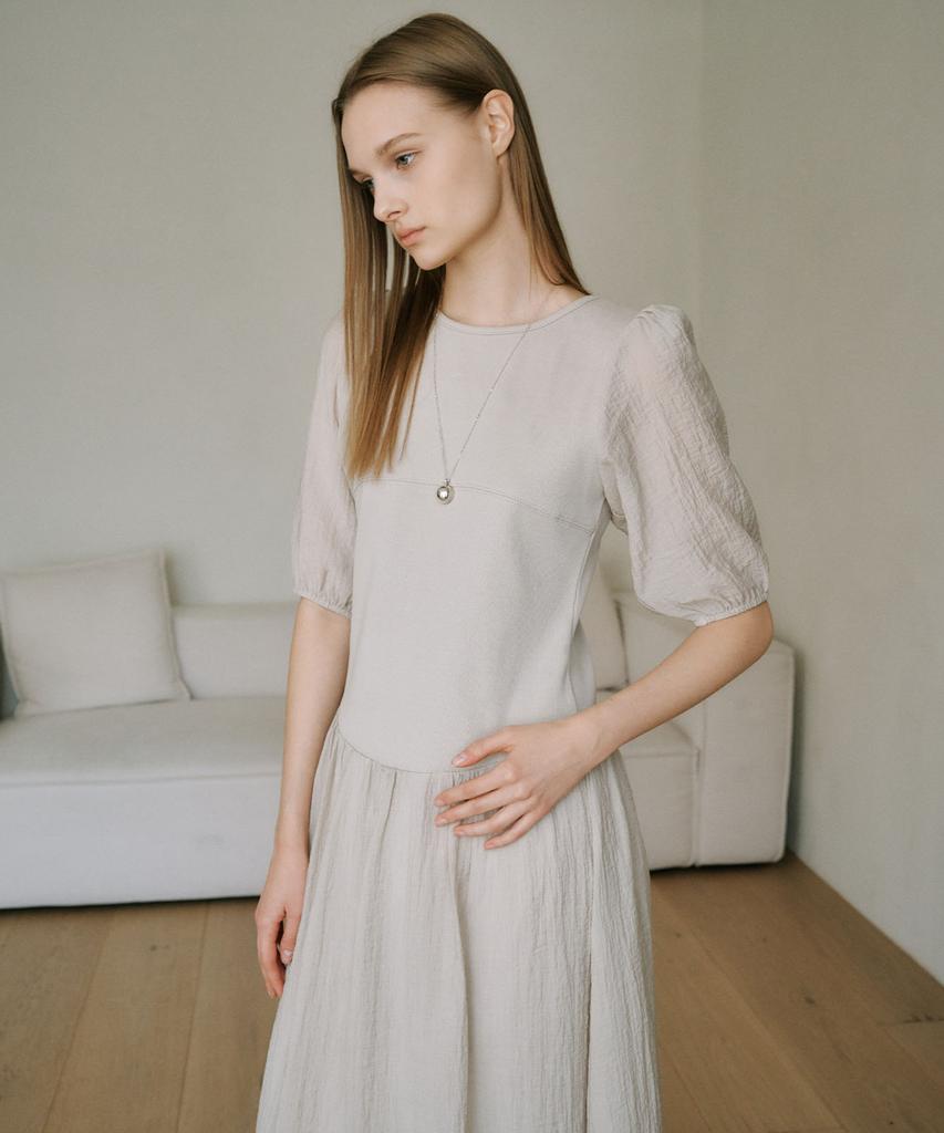 Auro Sheer Jersey Long Dress [ Beige ]
