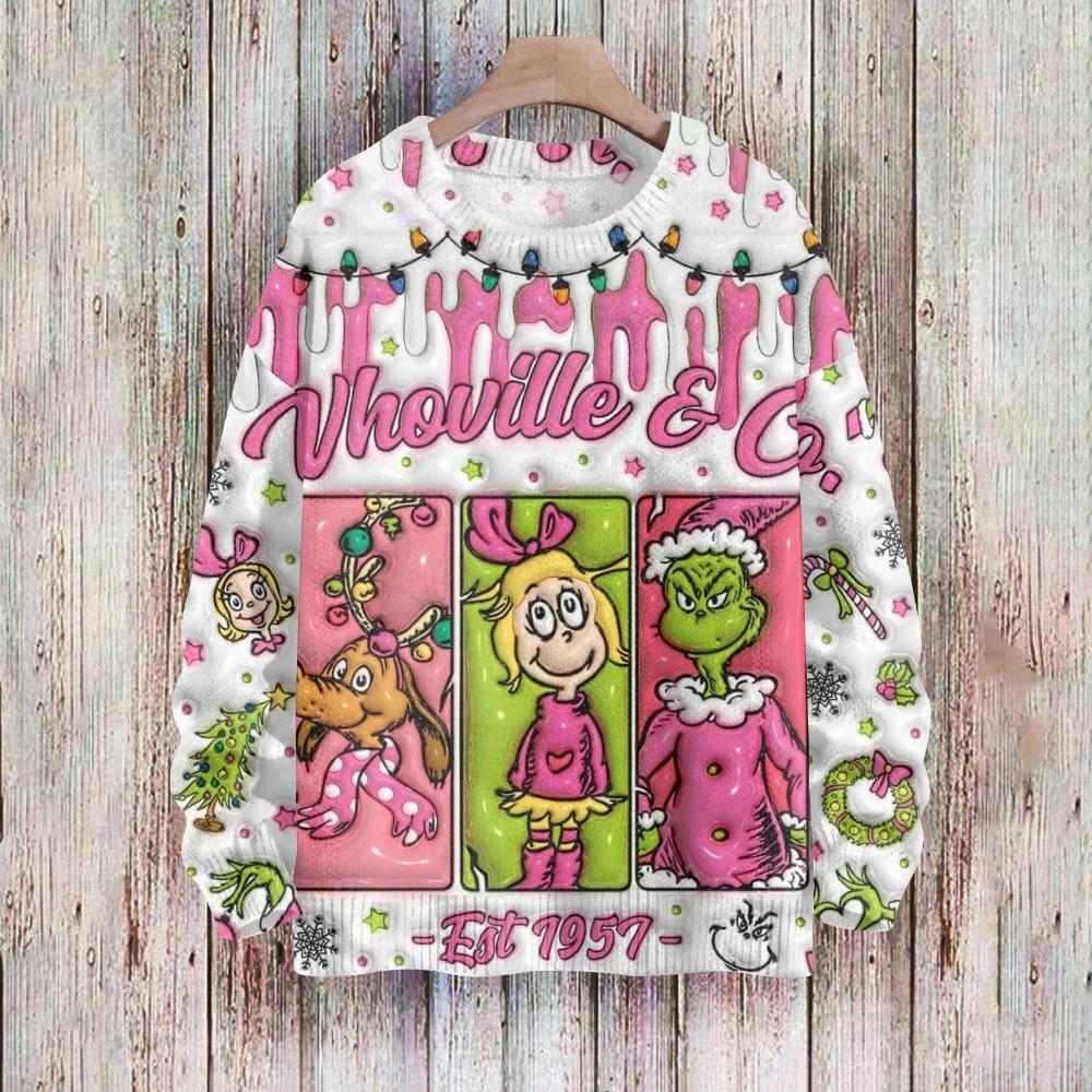 Christmas Fashion Men Women's T-shirt Green Monster Print O-Neck Pullover Top Casual Outdoor Sweatshirt Kids Tees Top Clothing