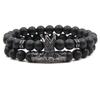 Hot Selling Black Frosted Stone Buddha Bead Bracelets Micro Inset Zircon Crown Set Couple Bracelet