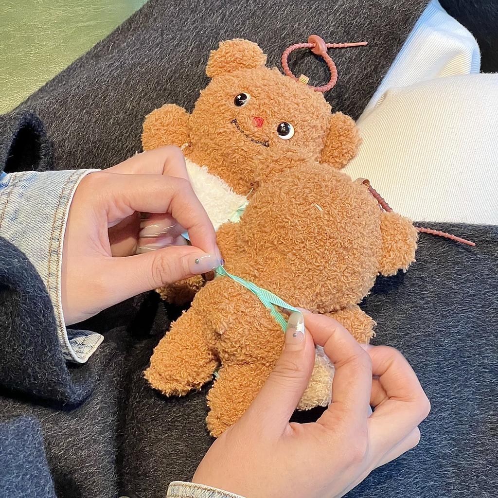 Подвеска-игрушка Медведь из масла 12 см Плюшевая игрушка Медведь из масла Брелок Плюшевая кукла для рюкзака Мягкие животные Брелок для ключей автомобиля