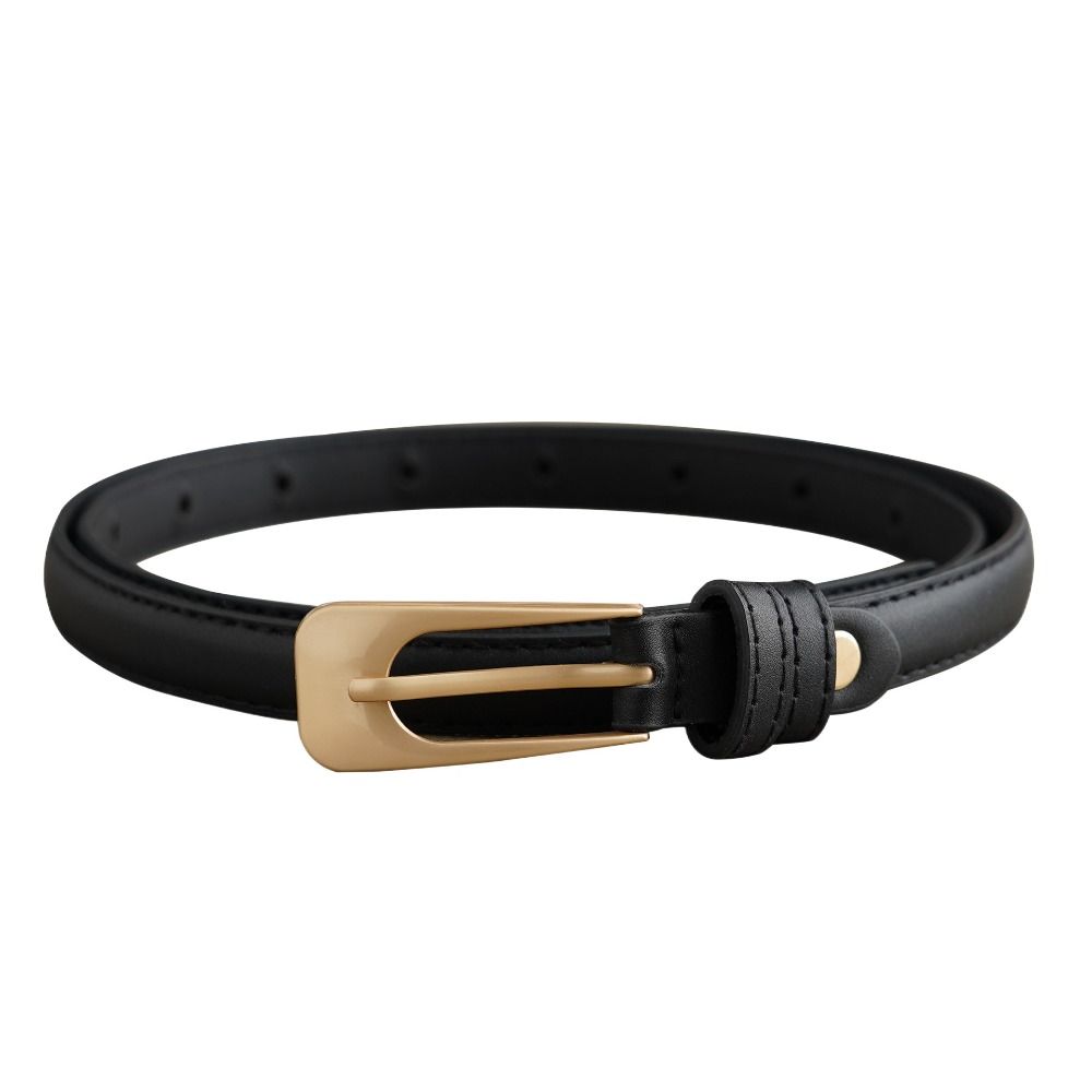 Zinc Zinc Alloy PU Leather Waistband Adjustable Thin Waist Belt Simple Thin Belt  Jeans