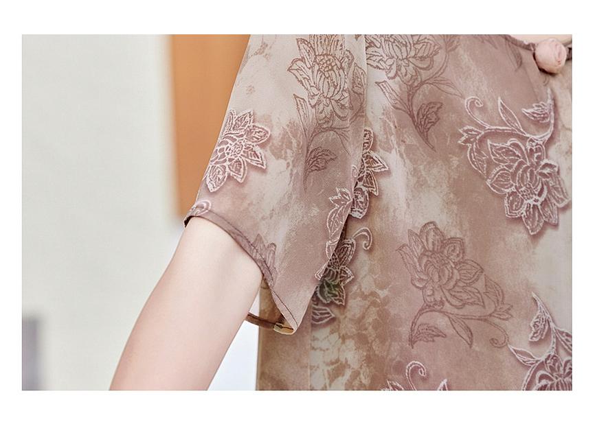 Летний шифоновый комплект из футболки и блузки для женщин среднего и пожилого возраста - Модный комплект-двойка с коротким рукавом